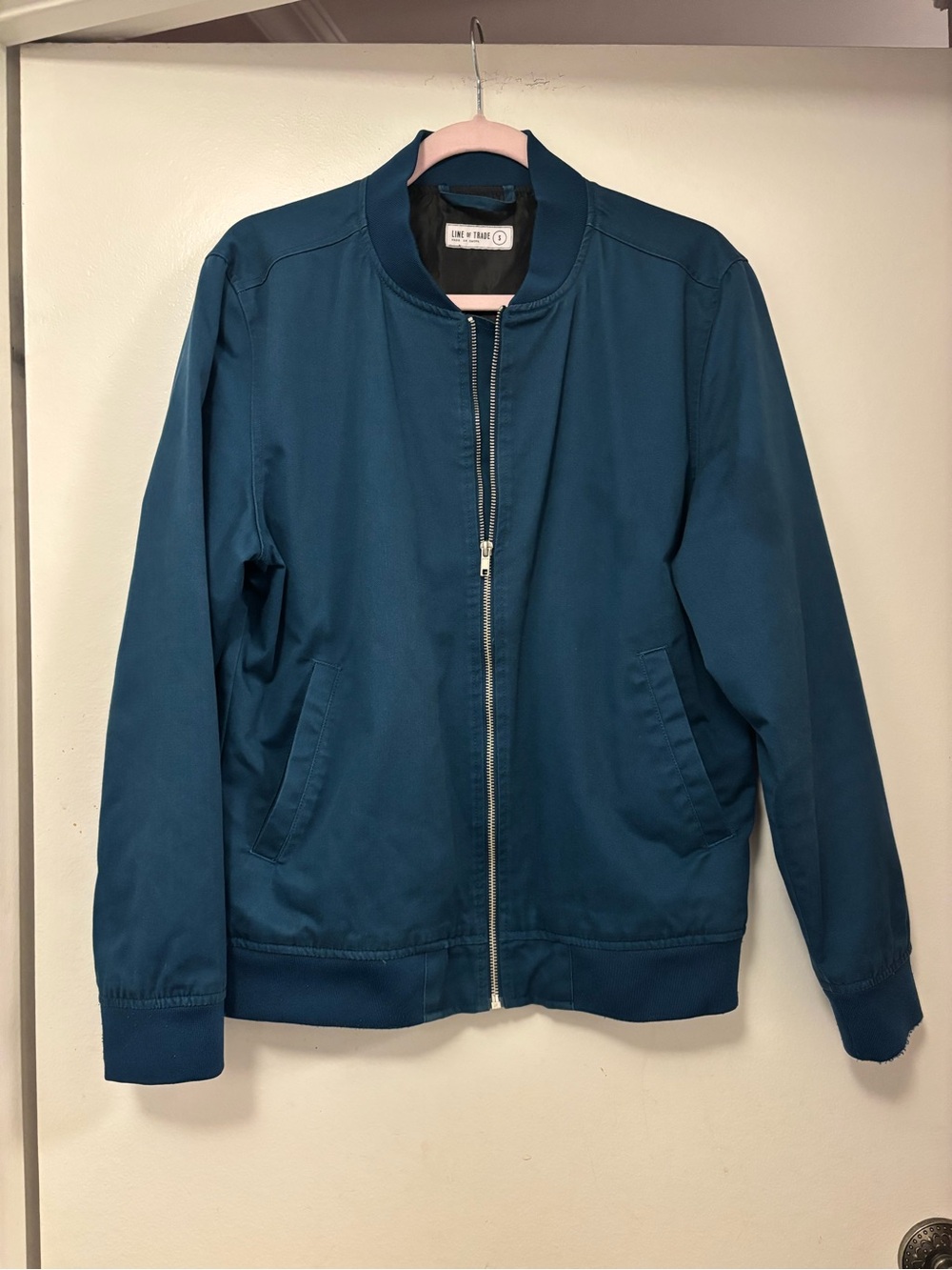 Men’s Line of Trade blue Teal Bomber Jacket - Men's Zip Front